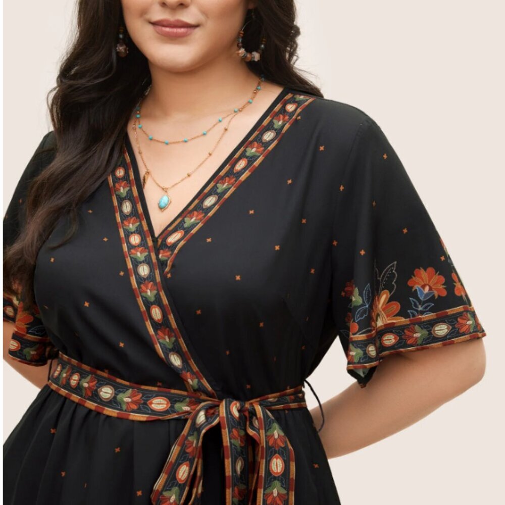 BloomChic Black Floral Midi Dress - Picture 2 of 5